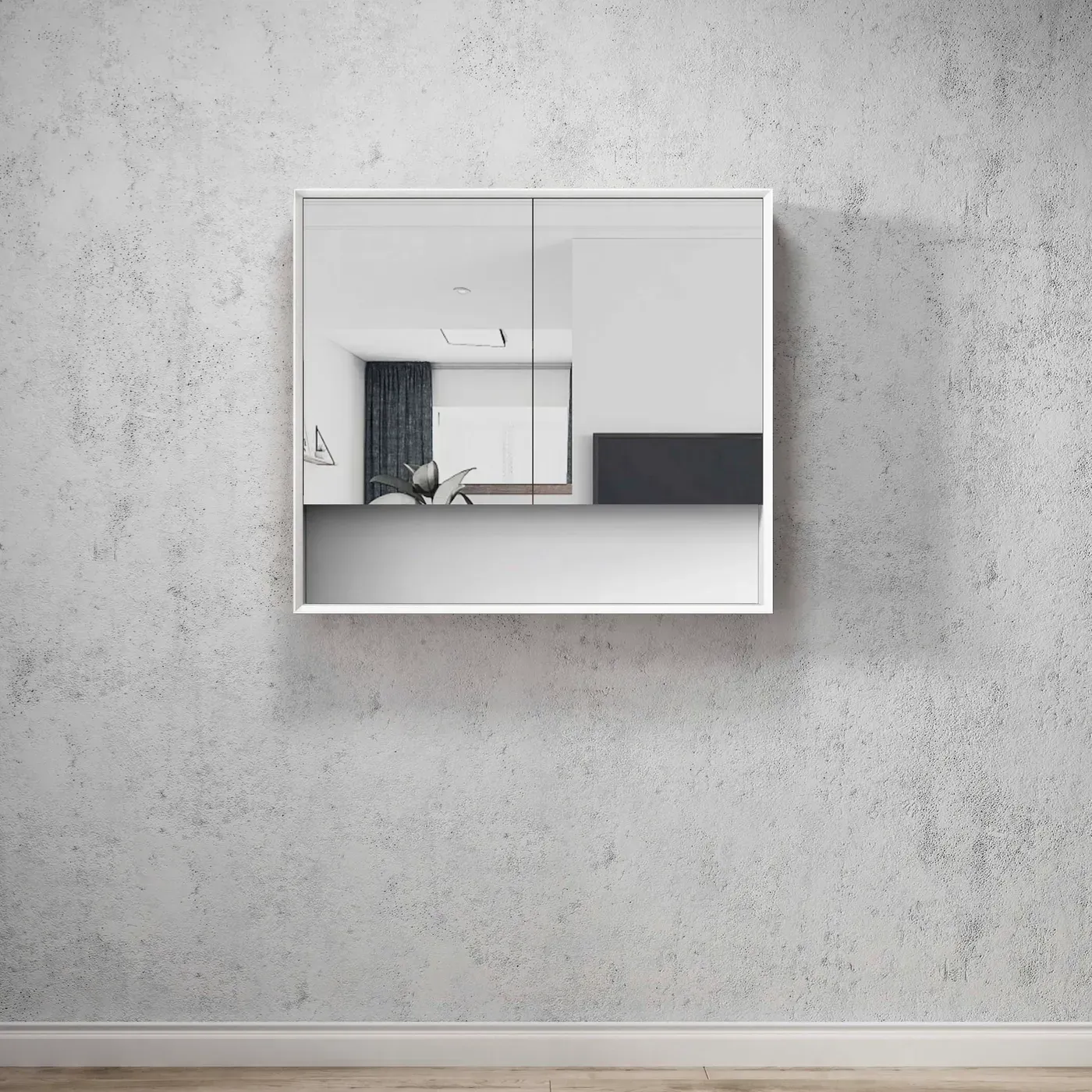 OTTI BOSTON/BYRON/MARLO 900X800 NATURAL OAK/MATTE BLACK/MATTE WHITE SHAVING CABINET