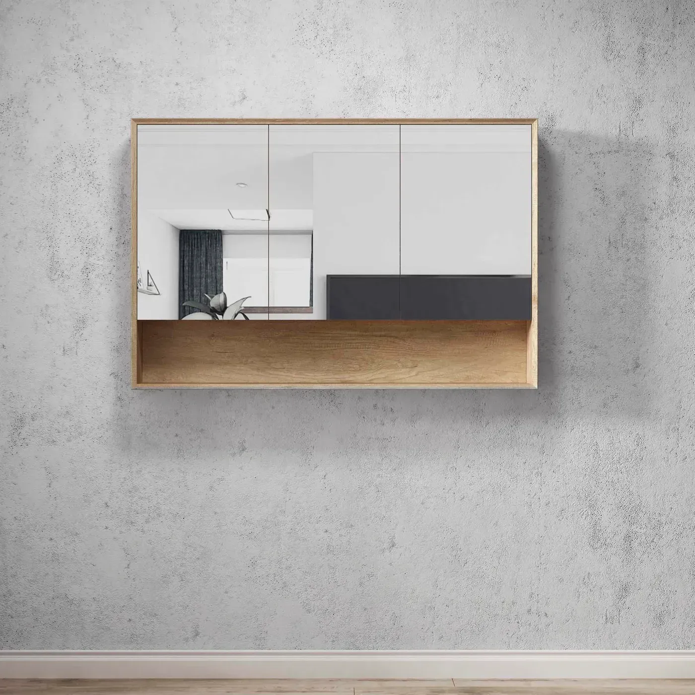 OTTI BYRON/MARLO 1200X800 NATURAL OAK/MATTE BLACK SHAVING CABINET