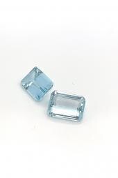 Pair of Aquamarine 4,88 CT Rectangular 10X7