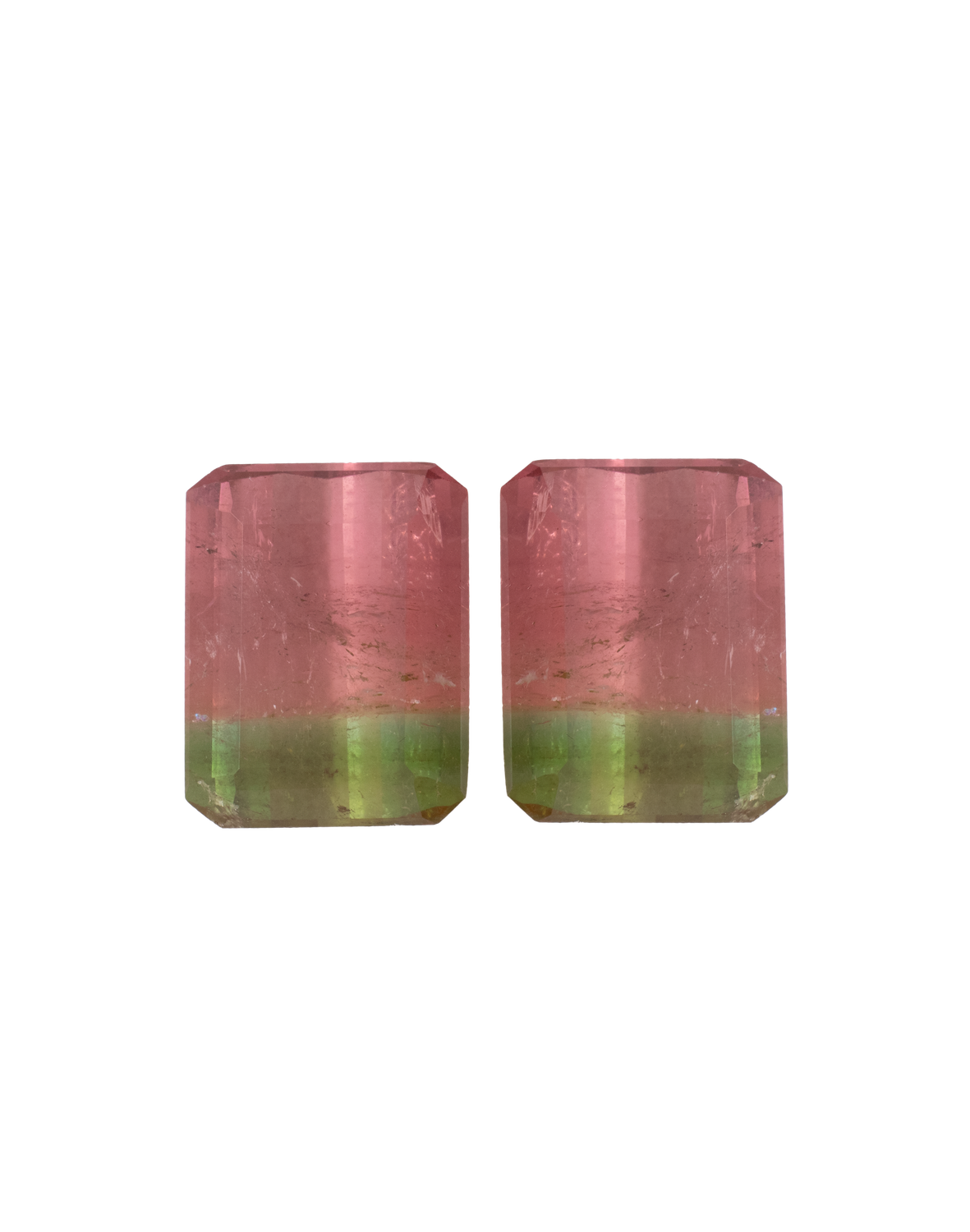 Pair of Tourmaline Bicolor 9,68 CT Rectangular 10.5X8.7