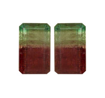 Pair of Tourmaline Bicolor 60,50 CT Rectangular 24x15