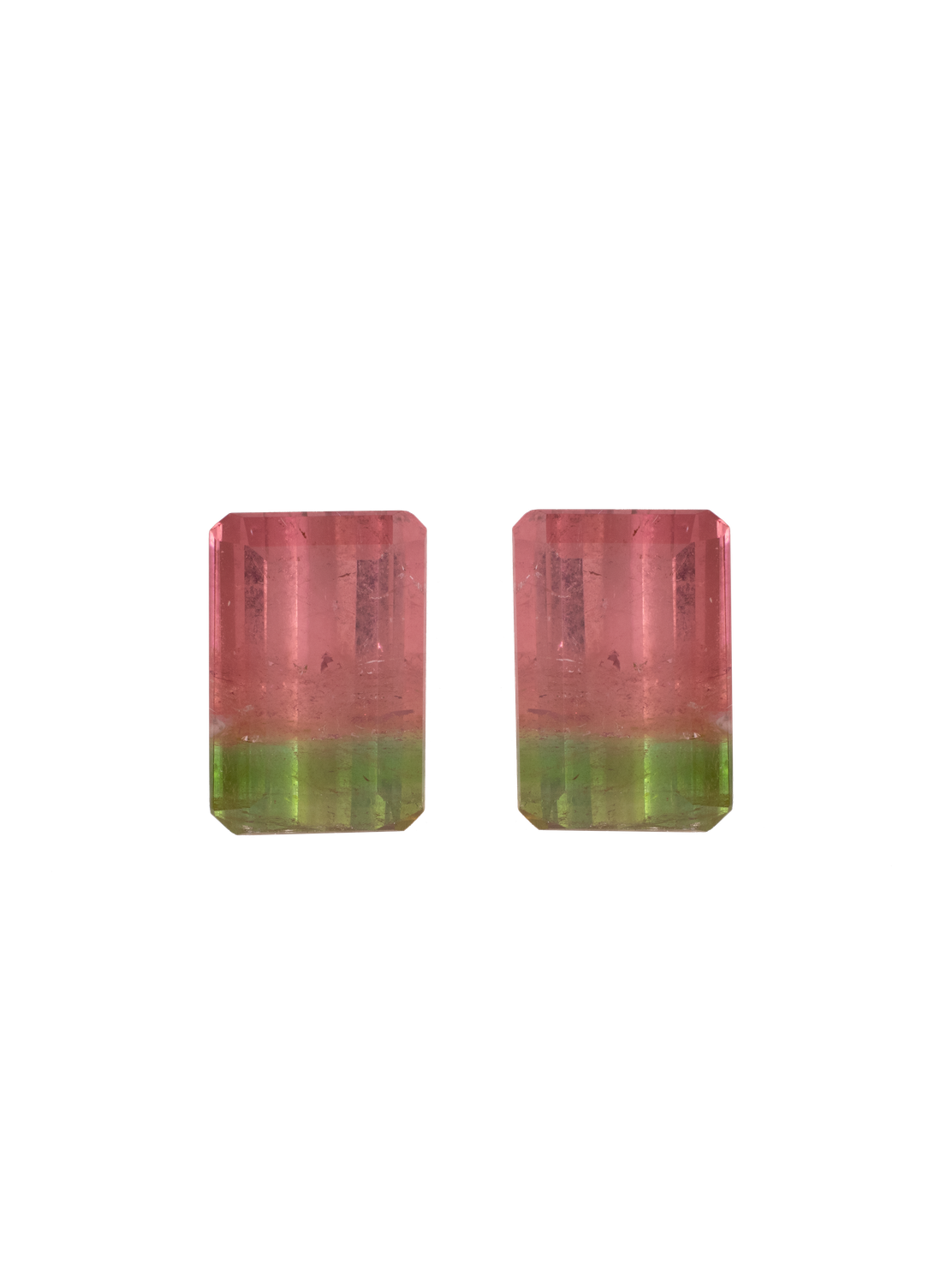 Pair of Tourmalines Bicolor 10,61 CT Rectangular 12X8
