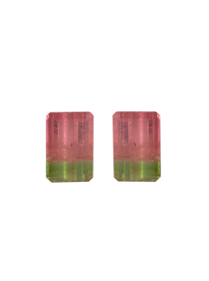 Pair of Tourmalines Bicolor 10,61 CT Rectangular 12X8