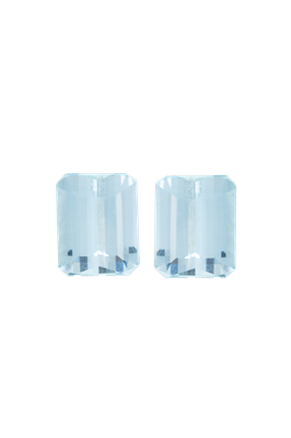 Pair of Aquamarine 4,88 CT Rectangular 10X7