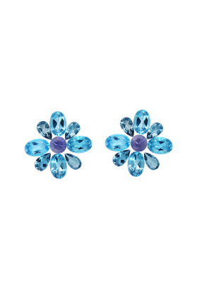 Layout Pair of Earrings Flowers Blue and Purple 6,3 CT