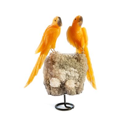 Yellow Macaw Couple Sculpture