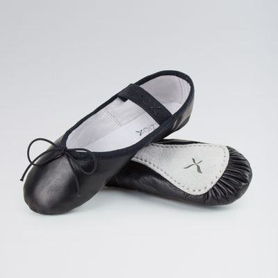 DAISY FULL SOLE LEATHER BALLET SHOES-CHILD-BLK-