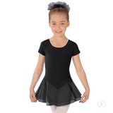 COTTON LYCRA SHORT SLEEVE DANCE DRESS-CHILD-, Color: BLK -, Size: LC (12/14)