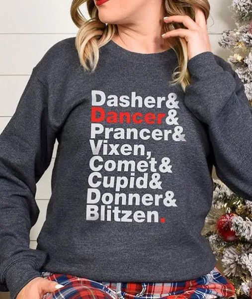 REINDEER NAMES SWEATSHIRT - GRY -