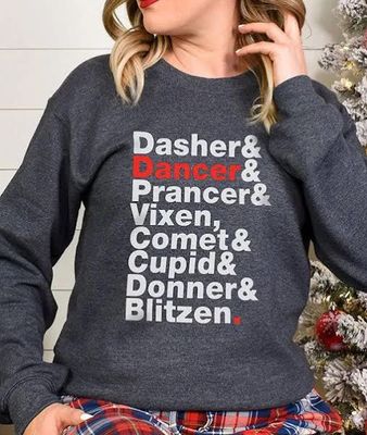 REINDEER NAMES SWEATSHIRT - GRY -