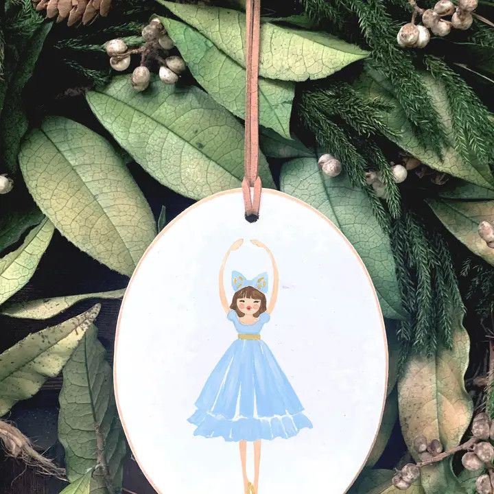 WOOD ORNAMENT - BLUE BALLERINA
