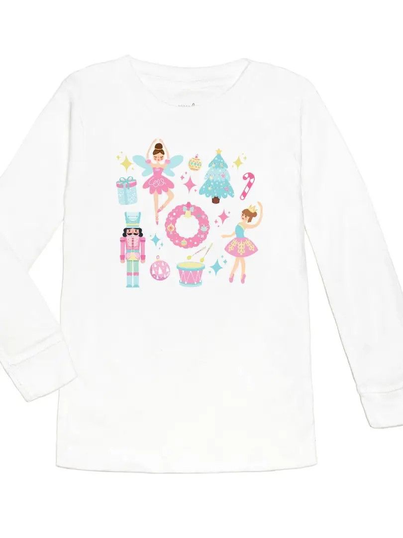 NUTCRACKER DOODLE CHRISTMAS LS SHIRT - WHT -