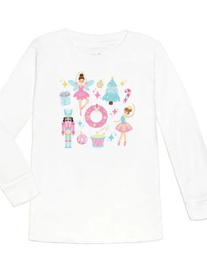 NUTCRACKER DOODLE CHRISTMAS LS SHIRT - WHT -