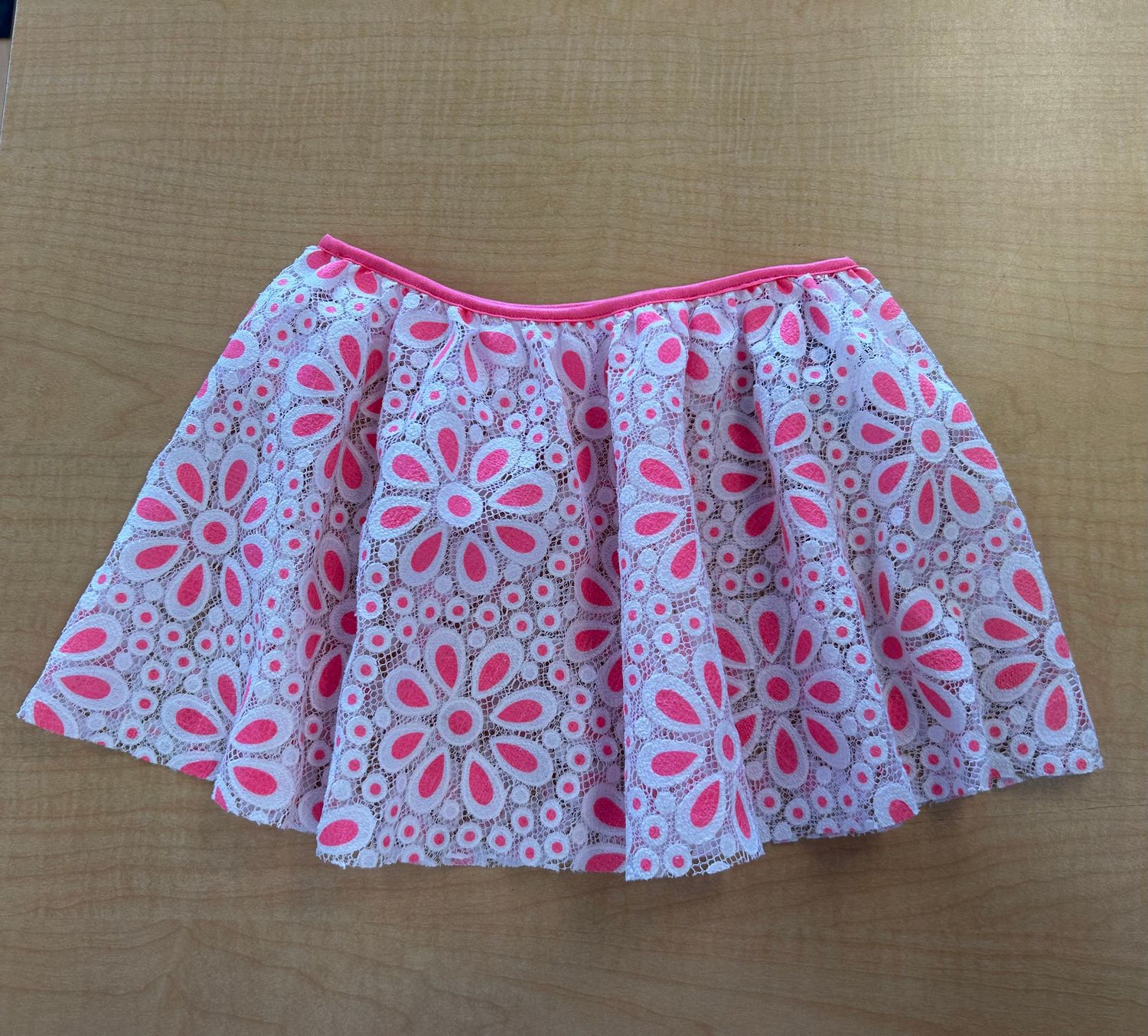 DAISY PULL ON SKIRT-CHILD - WHT/PNK - SC