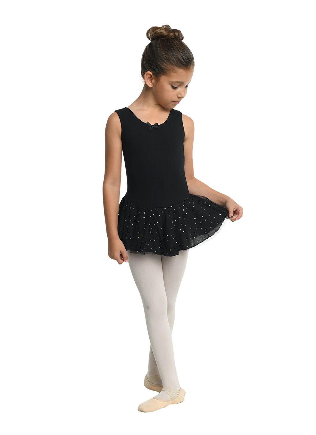 AURELIE SEQUIN SKIRT TANK DRESS-CHILD-, Color: BLK-, Size: 2/4