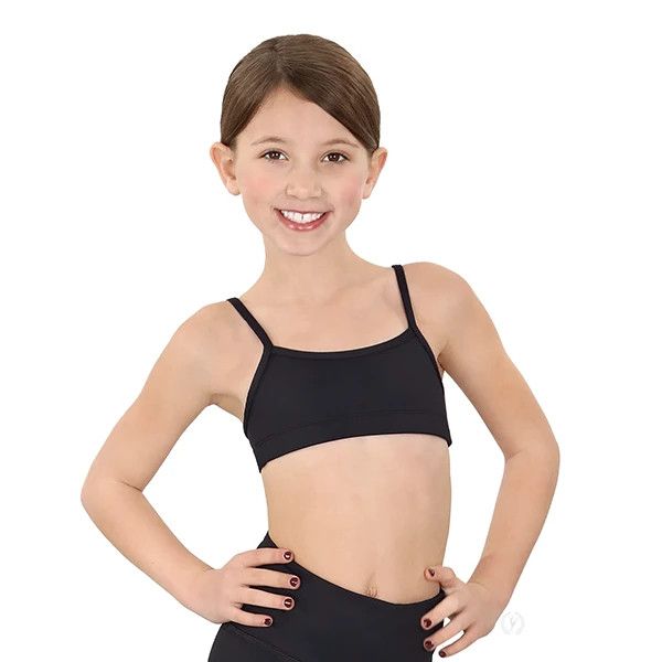 FRONT LINED CAMISOLE BRA TOP-CHILD-, Size: SC, Color: BLK -