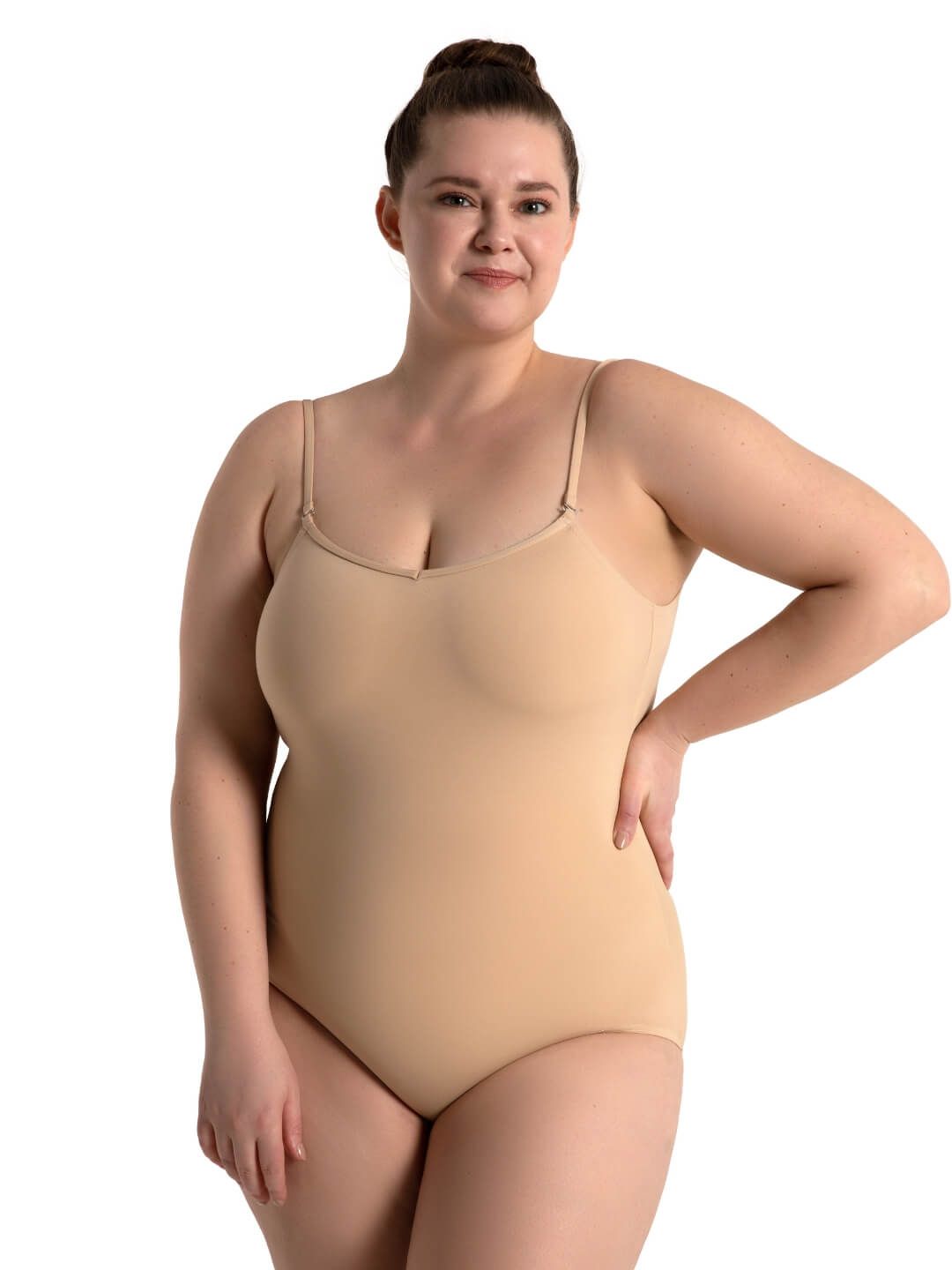 CAMISOLE LEOTARD W/ ADJUSTABLE STRAPS-ADULT-, Color: NUD -, Size: XSA
