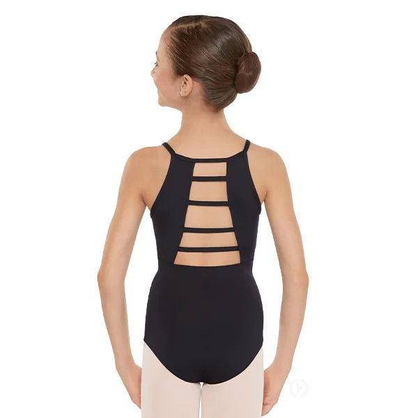 MICROFIBER LADDER BACK LEOTARD-CHILD-, Color: BLK -, Size: IC (6X/7)