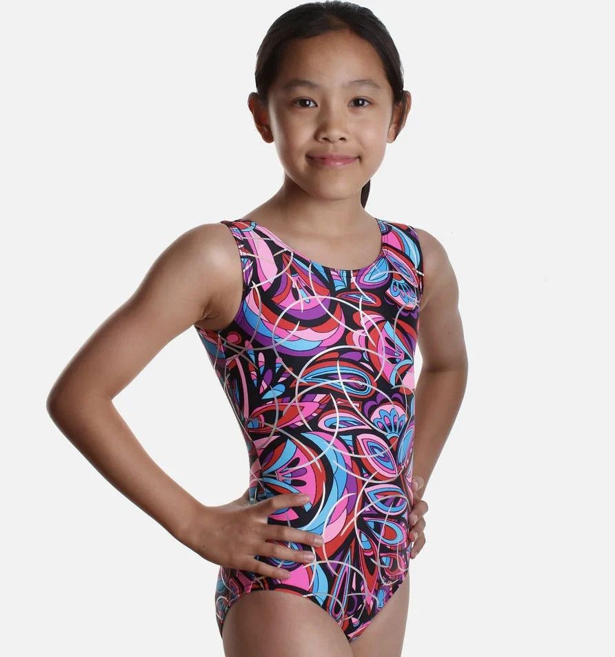 SALE PRINTED TANK GYM LEOTARD-CHILD-, Color: 7D -, Size: 4/6