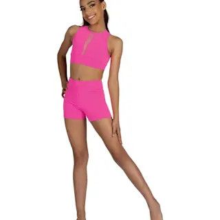 RUE V-MESH INSERT TOP-CHILD-, Color: NEON PNK -, Size: 6X/7
