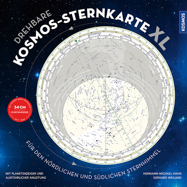 Kosmos Sternkarte XL Ø 34cm drehbar Nord- & Süd-Sternhimmel