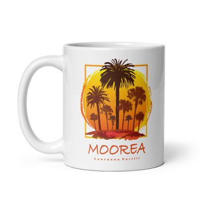 Moorea Sunset Palms White Coffee Mug