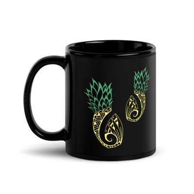 Tribal Tattoo Pineapples Black Coffee Mug