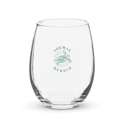 Akumal Mexico Tribal Tattoo Sea Turtle Stemless Wine Glass