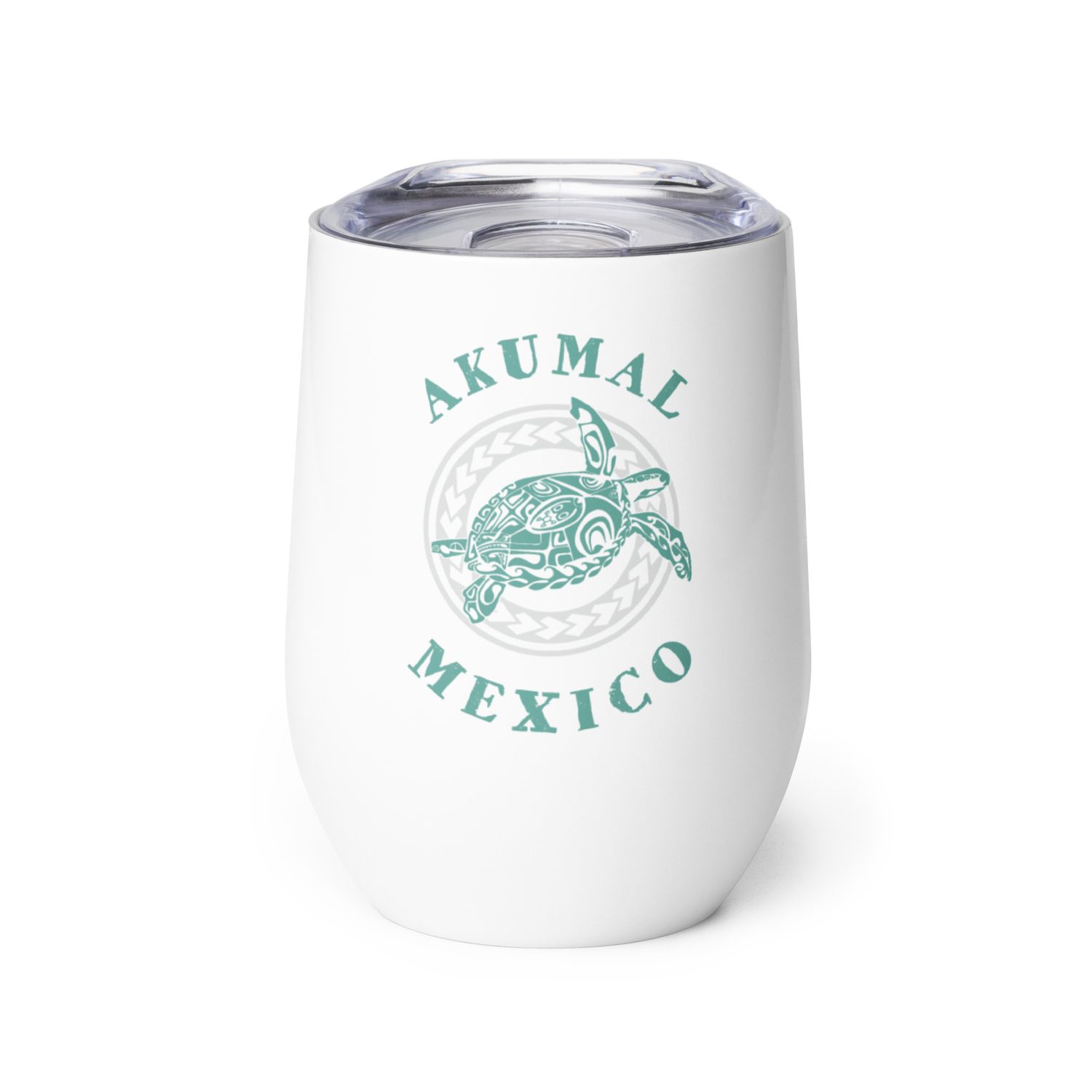 Akumal Mexico Tribal Tattoo Sea Turtle Wine Tumbler