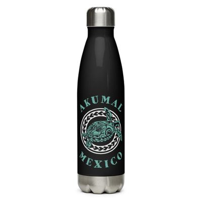 Akumal Mexico Tribal Tattoo Sea Turtle Stainless Steel Water Bottle