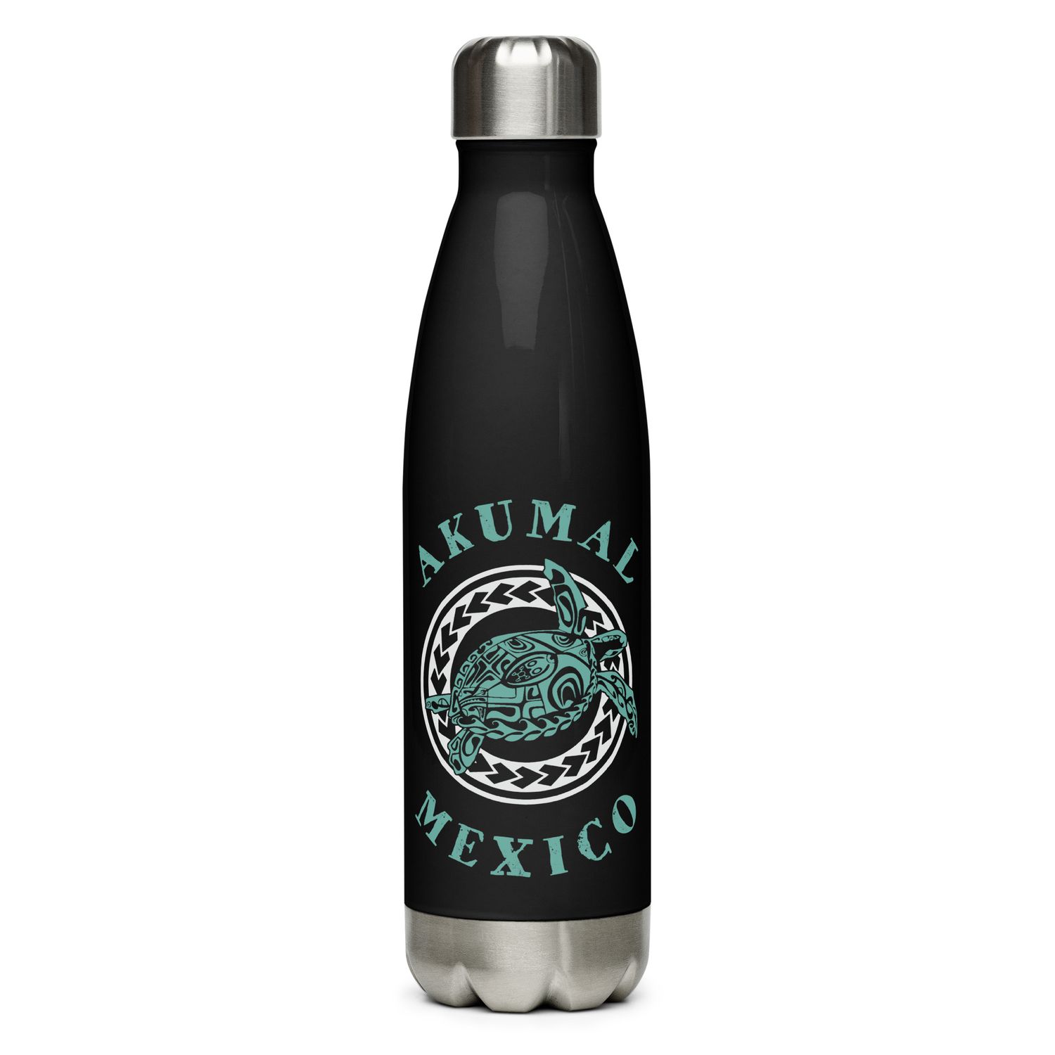 Akumal Mexico Tribal Tattoo Sea Turtle Stainless Steel Water Bottle
