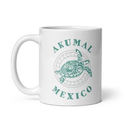 Akumal Mexico Tribal Tattoo Sea Turtle White Coffee Mug