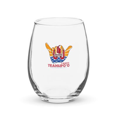 Teahupoo Shaka Hang Loose Tahiti Flag Stemless Wine Glass