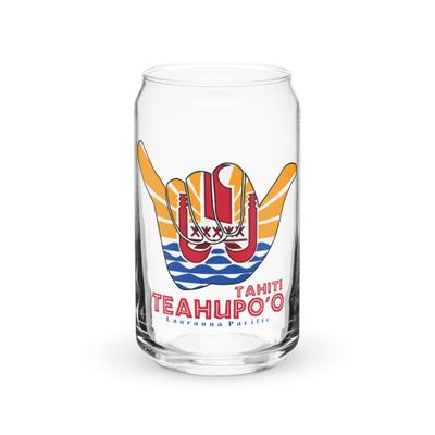 Teahupoo Shaka Hang Loose Tahiti Flag Can-Shaped Glass