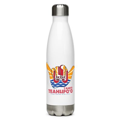 Teahupoo Shaka Hang Loose Tahiti Flag Stainless Steel Water Bottle