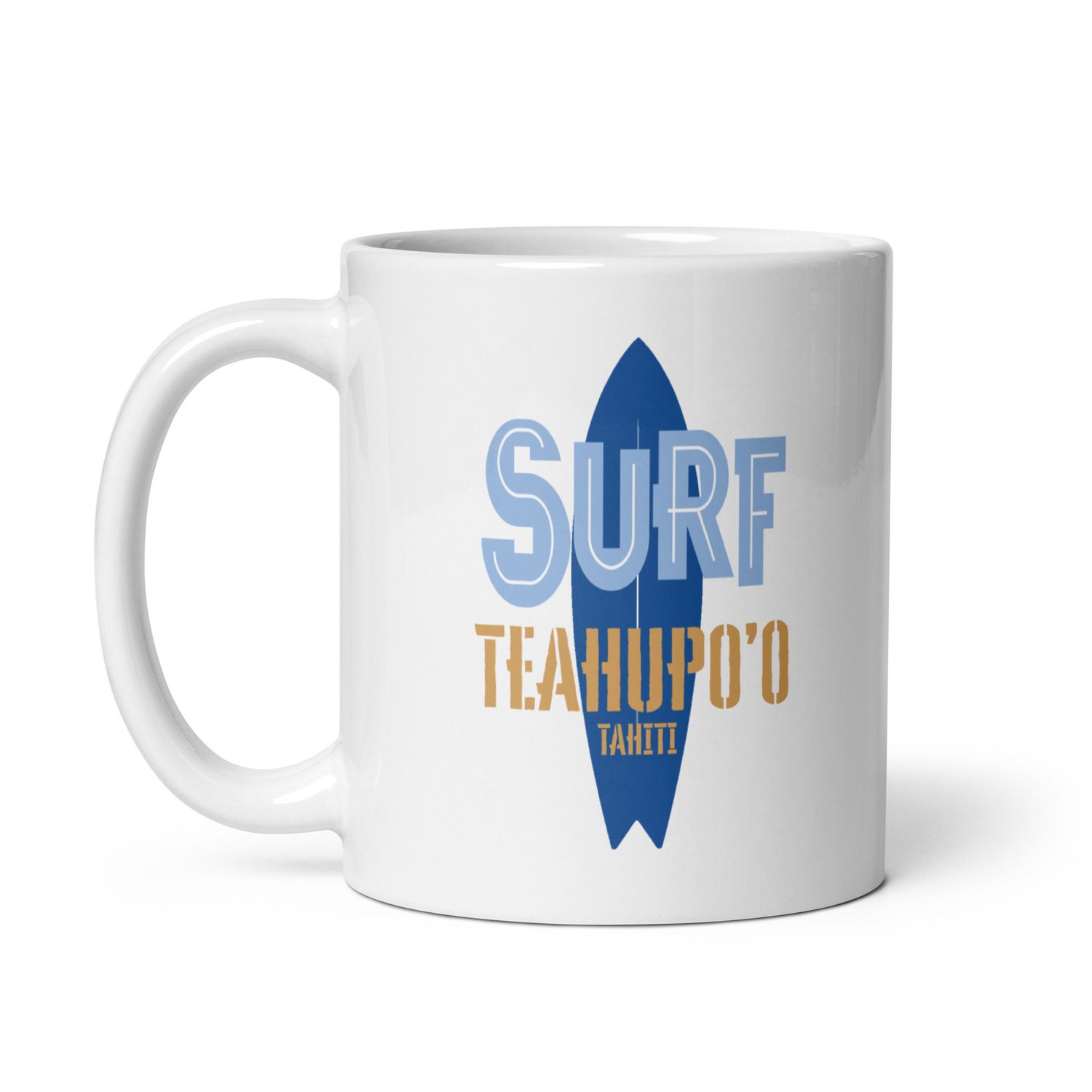 Surf Teahupo&#39;o, Surfing Teahupo&#39;o in Tahiti, Surfboard White Coffee Mug