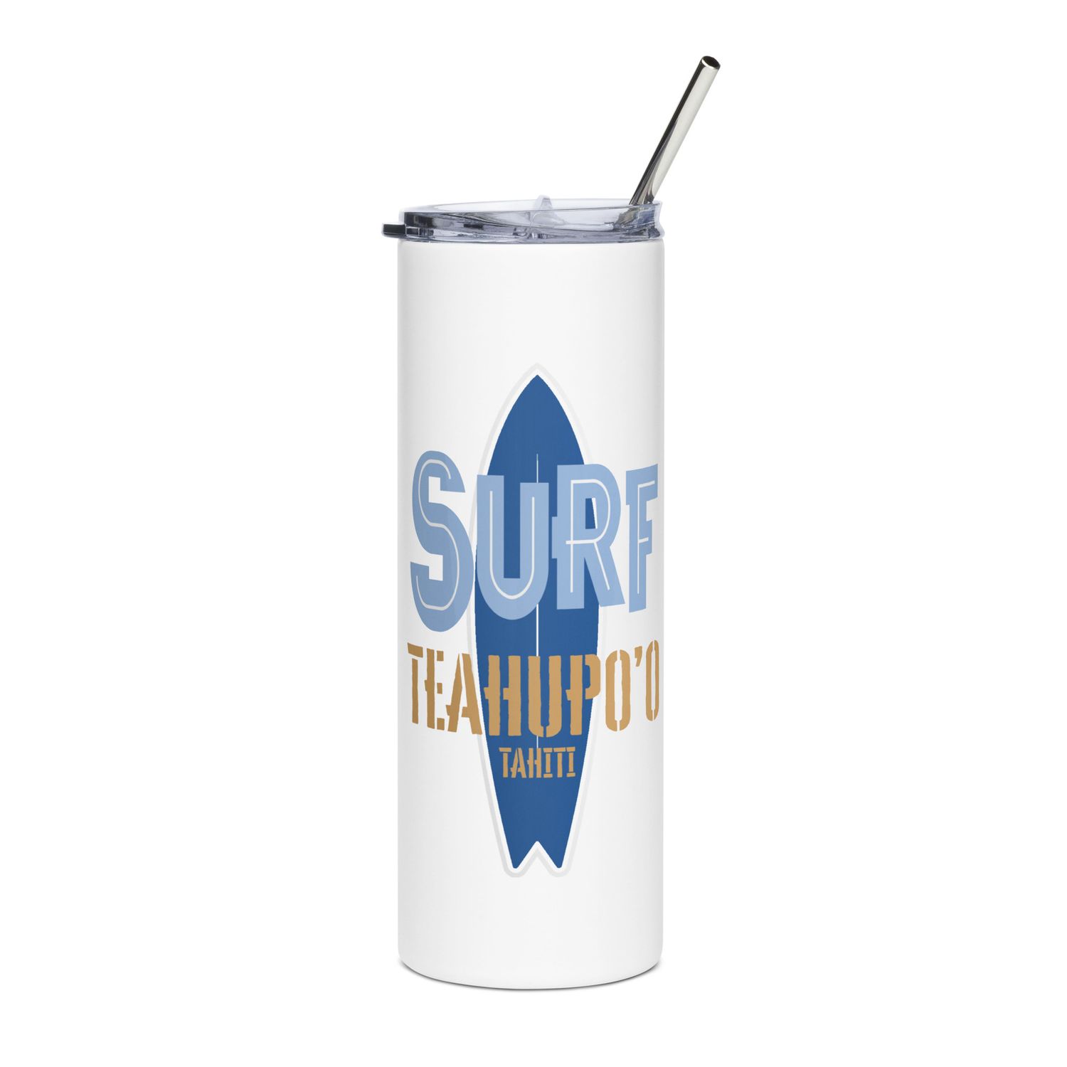Surf Teahupo&#39;o, Surfing Teahupo&#39;o in Tahiti, Surfboard Stainless Steel Tumbler
