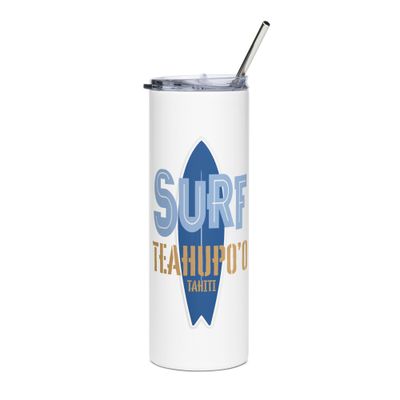 Surf Teahupo&#39;o, Surfing Teahupo&#39;o in Tahiti, Surfboard Stainless Steel Tumbler