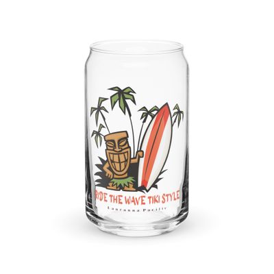 Funny Surf, Tiki Style Surf, Ride the Waves Tiki Style Can-shaped glass