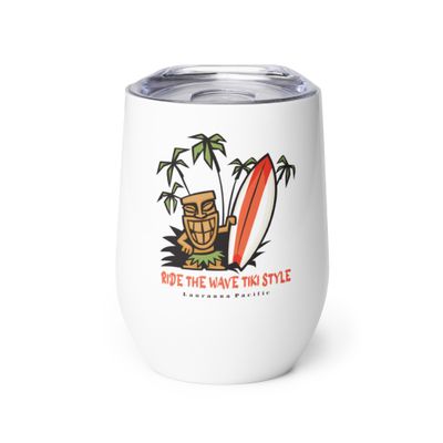 Funny Surf, Tiki Style Surf, Ride the Waves Tiki Style Wine Tumbler