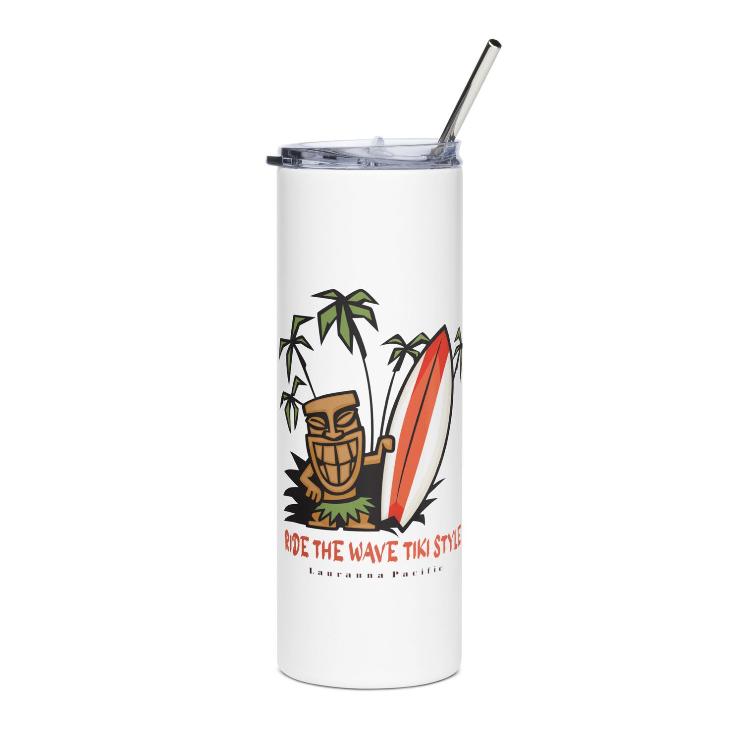 Funny Surf, Tiki Style Surf, Ride the Waves Tiki Style Stainless Steel Tumbler