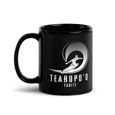 Surf Teahupo&#39;o, Surfing Teahupo&#39;o in Tahiti, Pipe Surfer Black Coffee Mug