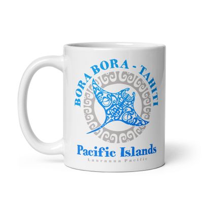 Bora Bora Tahiti Manta Ray Tribal Tattoo White Coffee Mug