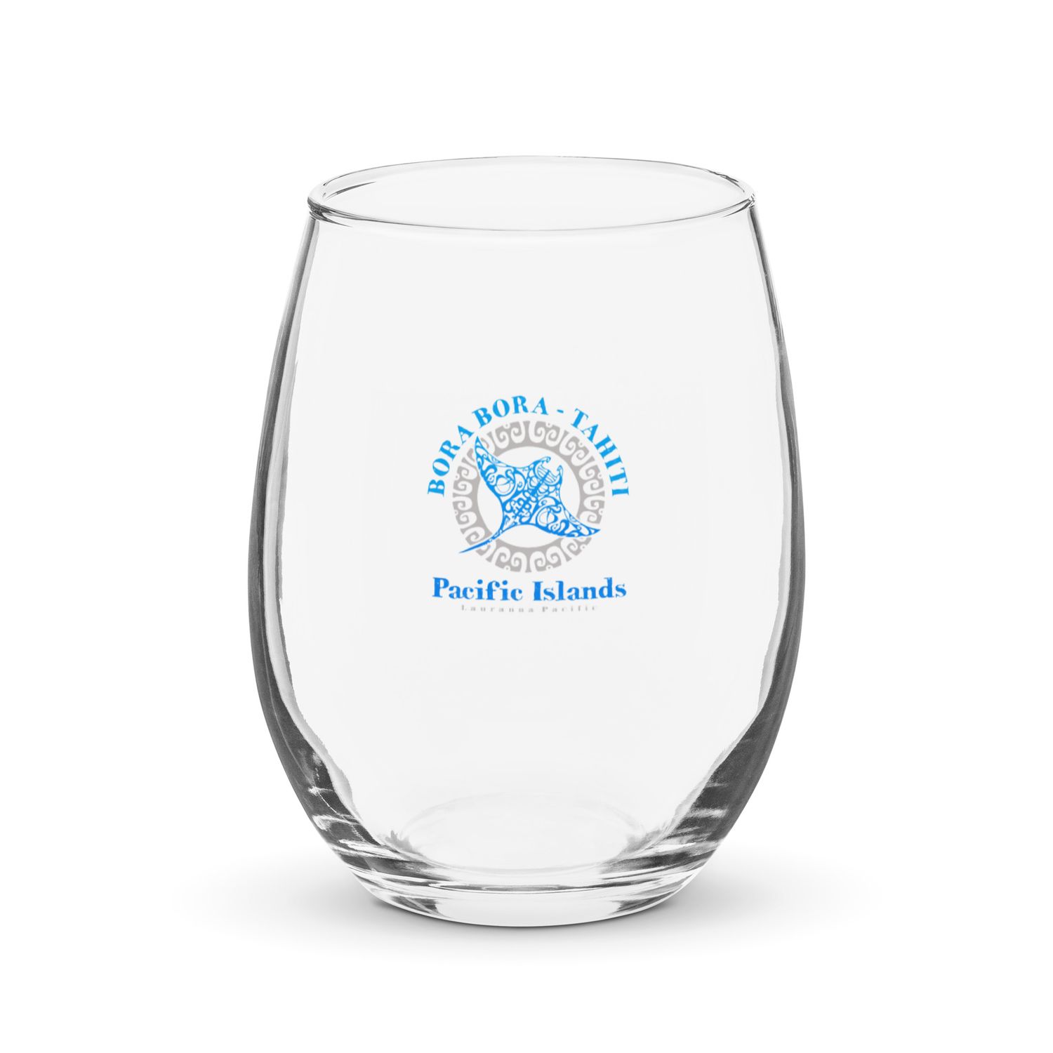 Bora Bora Tahiti Manta Ray Tribal Tattoo Stemless Wine Glass