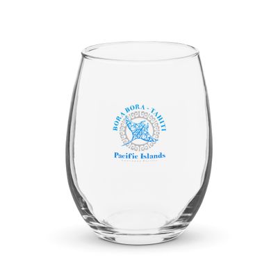 Bora Bora Tahiti Manta Ray Tribal Tattoo Stemless Wine Glass