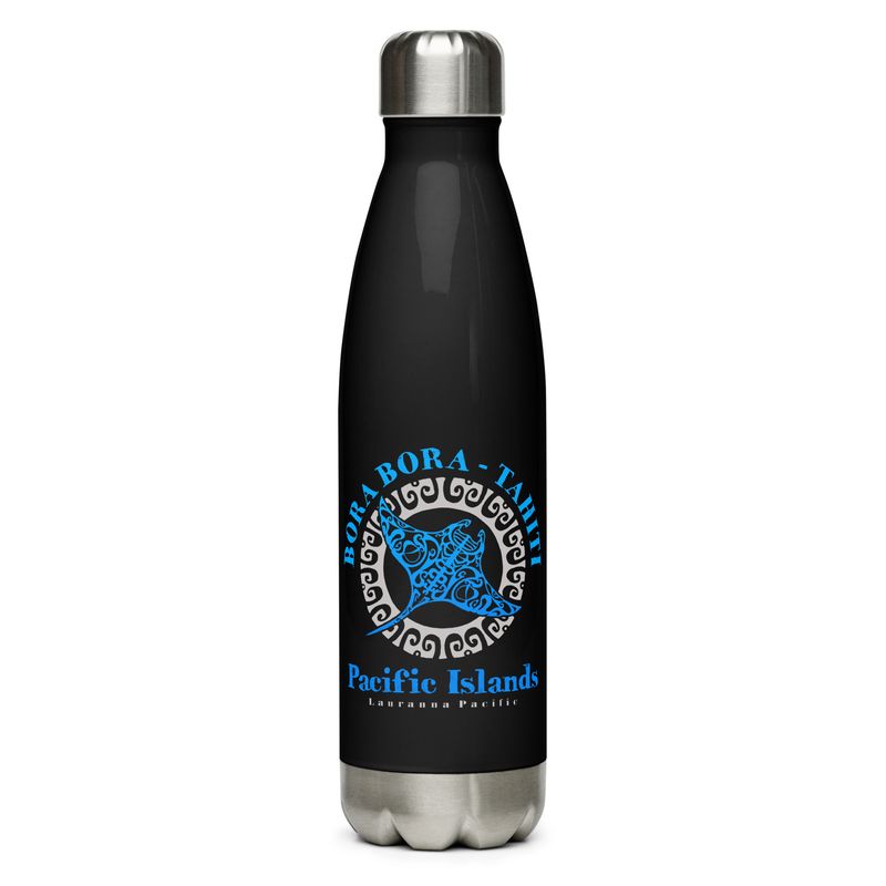 Bora Bora Tahiti Manta Ray Tribal Tattoo Stainless Steel Water Bottle