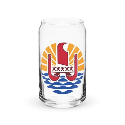 French Polynesia Coat of Arms, Tahiti Emblem Can-Shaped Glass