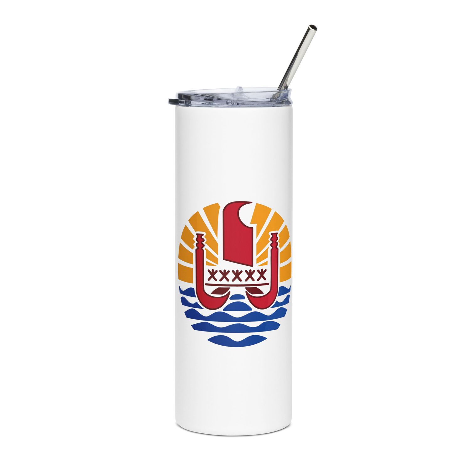 French Polynesia Coat of Arms, Tahiti Emblem Stainless Steel Tumbler