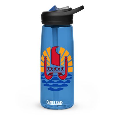 French Polynesia Coat of Arms, Tahiti Emblem Sports Water Bottle