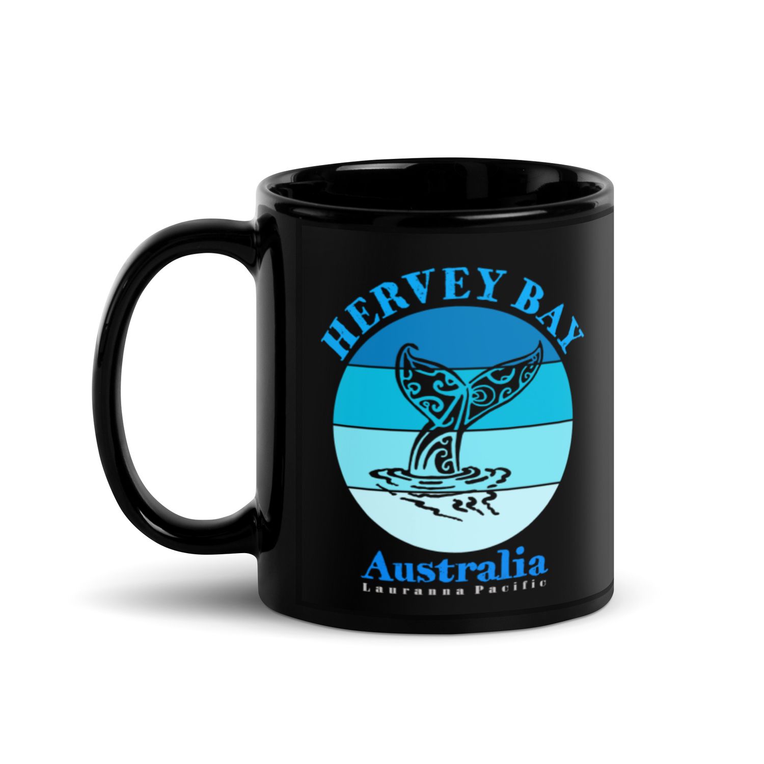 Whale Tail Hervey Bay Australia Ocean Black Coffee Mug